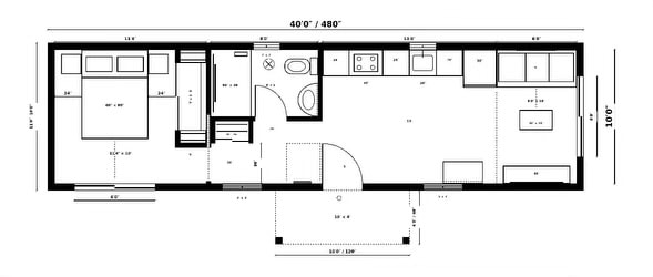 Big Sky 400 floor plan — 40 by 10 foot layout